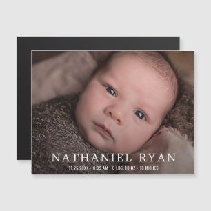 Simple Baby Boy Foto geboorteaankondiging Magnet Magnetische Uitnodiging