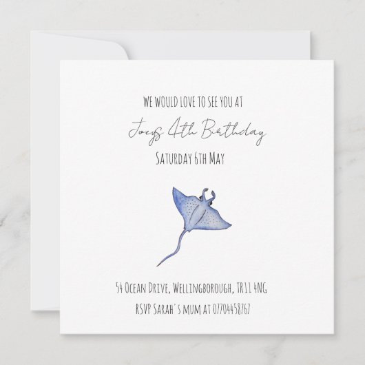 Simple Baby Boy Ocean Birthday Manta Ray Kaart (Voorkant)