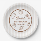 Simple Baby Is Brewing Doodle Coffee Baby Shower Papieren Bordje (Voorkant)