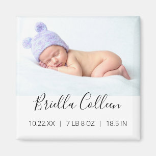 Simple Baby Photo Birth Announounding Magnet
