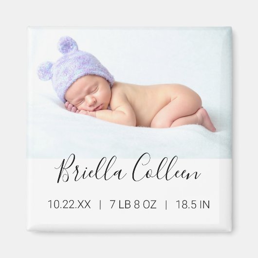 Simple Baby Photo Birth Announounding Magnet (Voorkant)