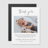 Simple Baby Photo Birth Stats Thank You Card (Voorkant / Achterkant)