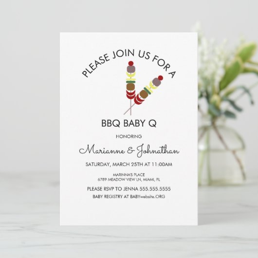 Simple Baby shower BBQ Baby Q Kabobs Kaart (Staand voorkant)