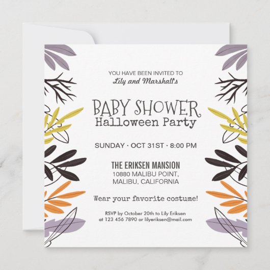 Simple Baby shower Halloween Party | Uitnodiging (Achterkant)