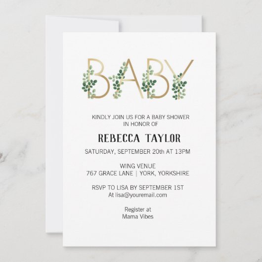 Simple Baby Slogan Baby shower Kaart (Voorkant)