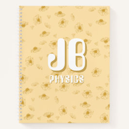 Simple baby yellow Notebook with initials  Notitieboek