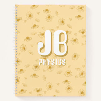 Simple baby yellow Notebook with initials  Notitieboek