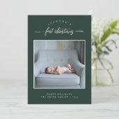 Simple Baby's eerste kerstfoto groen Feestdagenkaart (Staand voorkant)