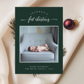 Simple Baby's eerste kerstfoto groen Feestdagenkaart