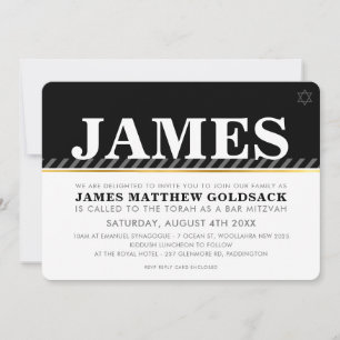 SIMPLE BAR MITZVAH moderne joodse ster zwart wit Kaart