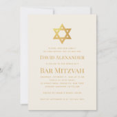 Simple Bar or Bat Mitzvah Gold Star of David Ivory Kaart (Voorkant)