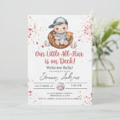 Simple Baseball Baby Shower A Little Slugger Kaart (Staand voorkant)