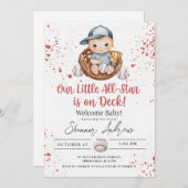 Simple Baseball Baby Shower A Little Slugger Kaart (Voorkant / Achterkant)