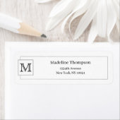 Simple Basic Black Initiaal Monogram Name Border Etiket (Insitu)