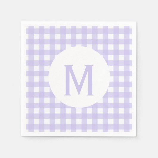 Simple Basic Bleek Lavender Gingham Monogram Servet (Voorkant)