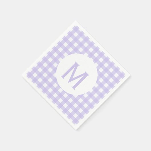 Simple Basic Bleek Lavender Gingham Monogram Servet (Hoek)