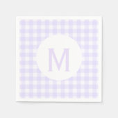 Simple Basic Bleek Lavender Gingham Monogram Servetten (Voorkant)