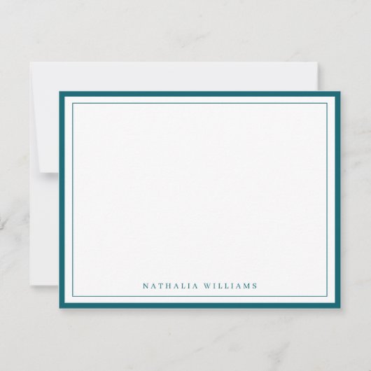Simple Basic Dark Teal Border Stationery Notitiekaartje (Voorkant)