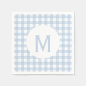 Simple Basic Faded Denim Blue Gingham Monogram Servetten (Voorkant)