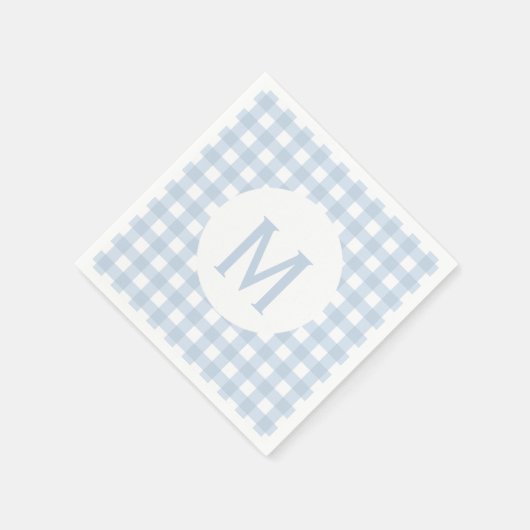 Simple Basic Faded Denim Blue Gingham Monogram Servetten (Hoek)