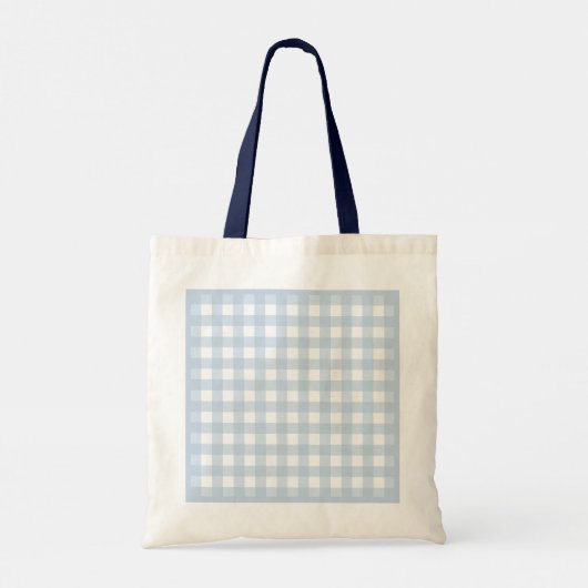Simple Basic Faded Denim Blue Gingham Monogram Tote Bag (Achterkant)