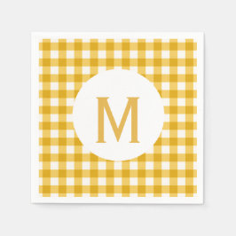 Simple Basic Gold Gingham Monogram Servetten