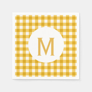 Simple Basic Gold Gingham Monogram Servetten