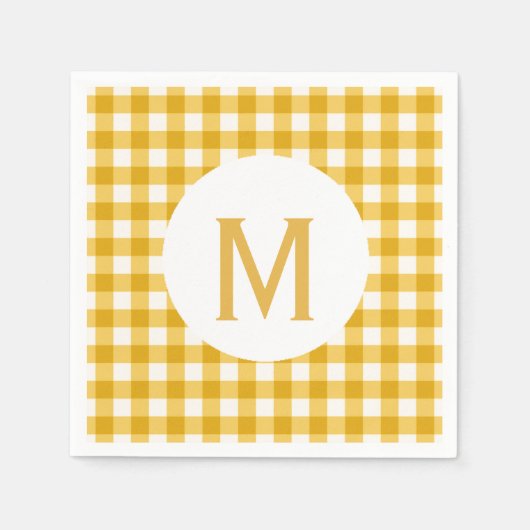 Simple Basic Gold Gingham Monogram Servetten (Voorkant)