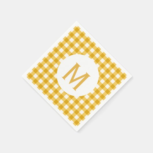 Simple Basic Gold Gingham Monogram Servetten (Hoek)