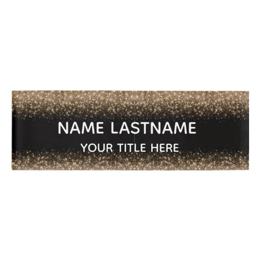 Simple Basic Minimal black &glitter White Naambadge (Voorkant)