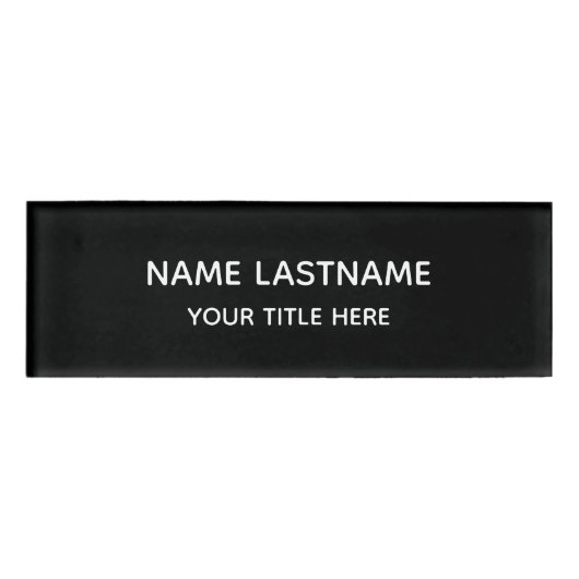 Simple Basic Minimalist Modern Black Title Naambadge (Voorkant)
