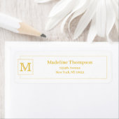 Simple Basic Mustard Initiaal Monogram Name Border Etiket (Insitu)
