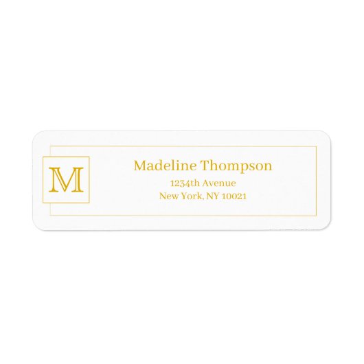 Simple Basic Mustard Initiaal Monogram Name Border Etiket (Voorkant)