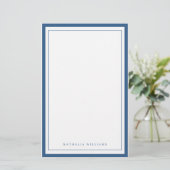 Simple Basic Navy Blue Border Stationery Briefpapier (Staand voorkant)