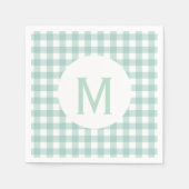 Simple Basic Sage Green Gingham Monogram Servetten (Voorkant)