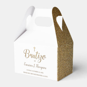 Simple Bautizo Gold White Cross Spaans bedankt Bedankdoosjes