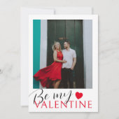 Simple Be My Valentijn Red Heart en foto Feestdagenkaart (Voorkant)