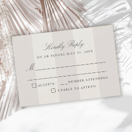 Simple Beach Sand Cabana Stripes Wedding RSVP Kaartje
