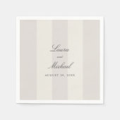 Simple Beach Sand Neutral Cabana Stripes Wedding Servet (Voorkant)