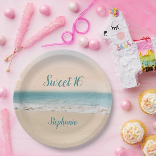 Simple Beach Sweet 16 Papieren Bordje (Feest)