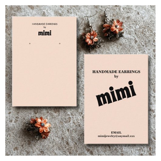 Simple Beige Earring Display Visitekaartje