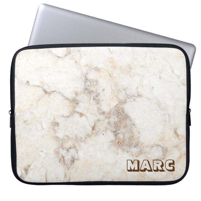 Simple Beige Marble Textute Laptop Sleeve (Voorkant)