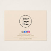 Simple beige minimalist Care Instruction Card Visitekaartje (Achterkant)