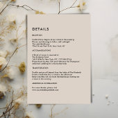 Simple Beige Wedding Details  Informatiekaartje