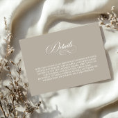Simple Beige Wedding Details Informatiekaartje