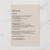 Simple Beige Wedding Details  Informatiekaartje (Voorkant)