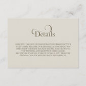 Simple Beige Wedding Details Informatiekaartje (Voorkant)