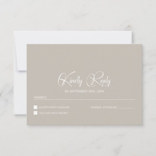 Simple Beige Wedding RSVP Kaartje (Voorkant)