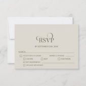 Simple Beige Wedding RSVP with Menu Options (Voorkant)