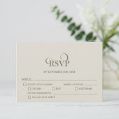 Simple Beige Wedding RSVP with Menu Options (Staand voorkant)